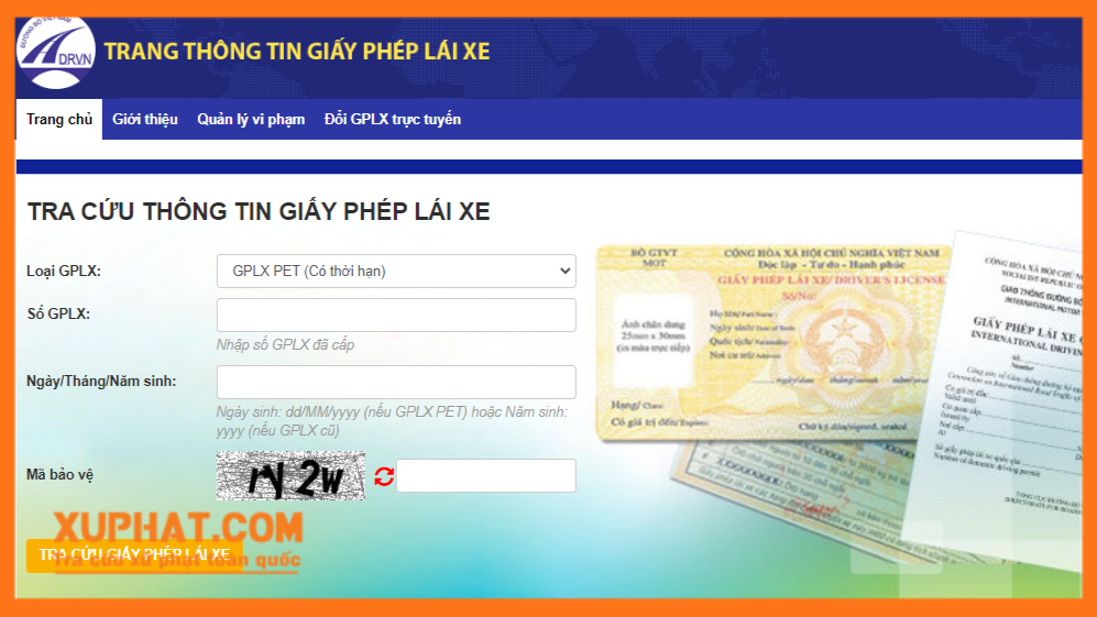 Tra cứu thông tin giấy phép lái xe qua Trang Thông Tin Giấy Phép Lái Xe