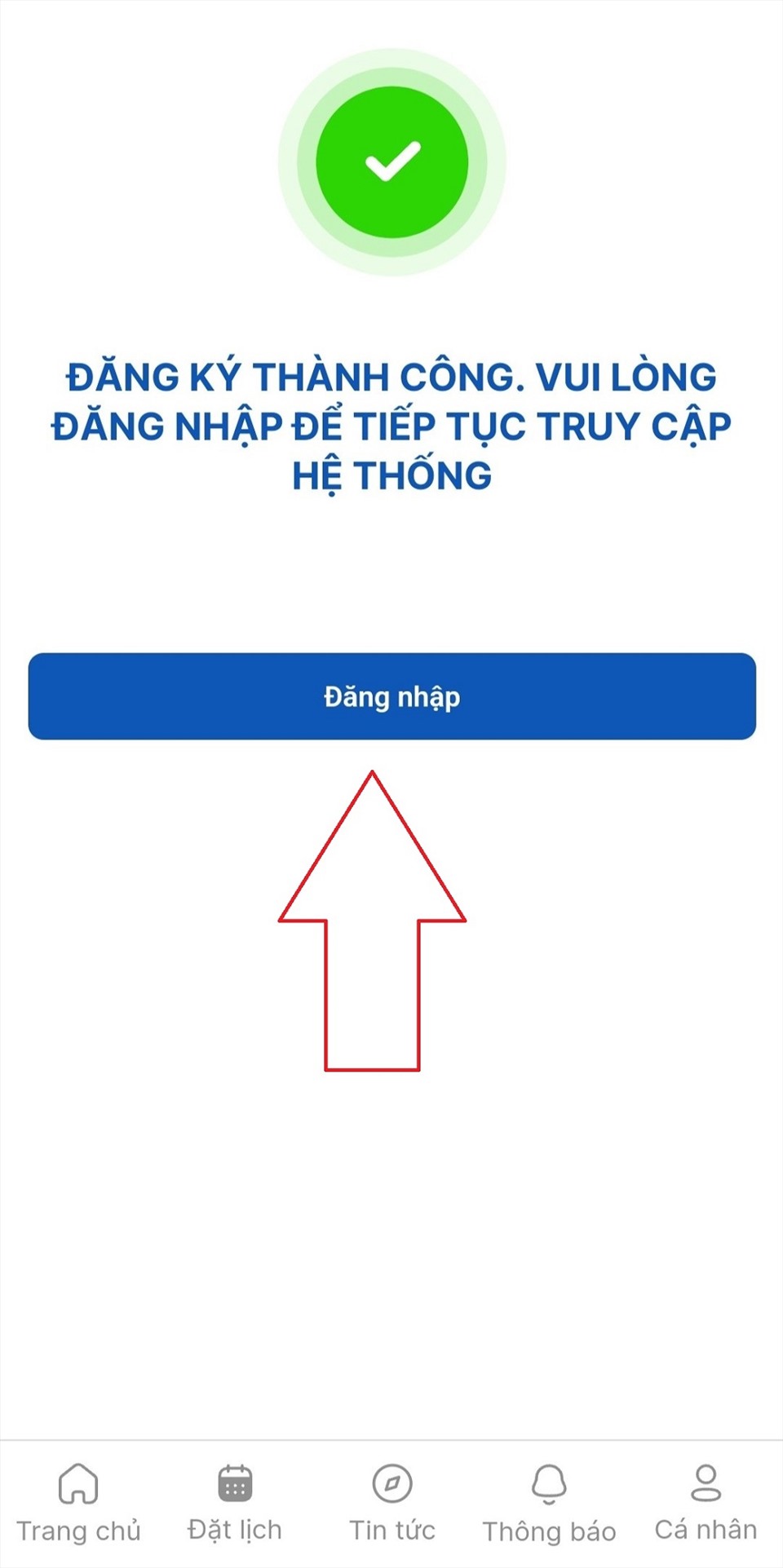 Bước 3 xác nhập thành công. Ảnh chụp màn hình