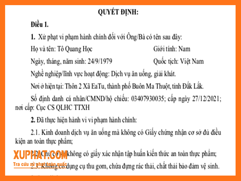 UBND TP Buôn Ma Thuột ra quyết định xử phạt với số tiền 25 triệu đồng đối với chủ quán trà sữa